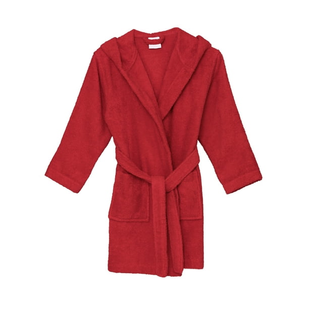 Large,White Blue Nile Mills Long-Staple Cotton Unisex Kids Hooded Bath Robe